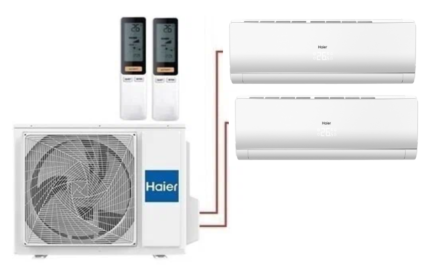 Внешний блок мульти сплит-системы на 2 комнаты Haier 2U40S2SM1FA/AS09NS6ERA-W/AS12NS6ERA-W