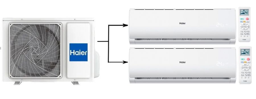 Мульти сплит система на 2 комнаты Haier 2U40S2SM1FA/AS07TS6HRA-M/AS12TS6HRA-M